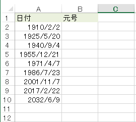 Excel Vba 元号 年号の表示方法 テクニック 西暦 和暦変換
