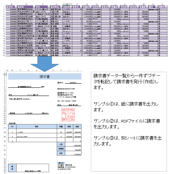 Excel Vba 請求書の作成 一覧表からの請求書発行 作成 印刷 Pdf ワークシート別 テクニック